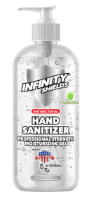 Infinity Shields  Antibacterial Hand Sanitizer Gel with Aloe, Professional Strenght, Leaves Hands Clean & Odorless (Color: Clear White, size: 16oz)